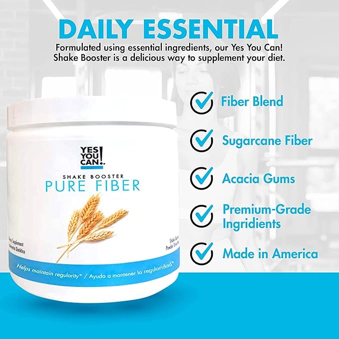 Yes You Can! Shake Booster Pure Fiber Add to Complete Meal Replacement Shakes or Protein Shakes Boost Shake with Sugarcane Fiber and Acacia Gums Protein Shake Booster - Pure Fiber (4 Pack)