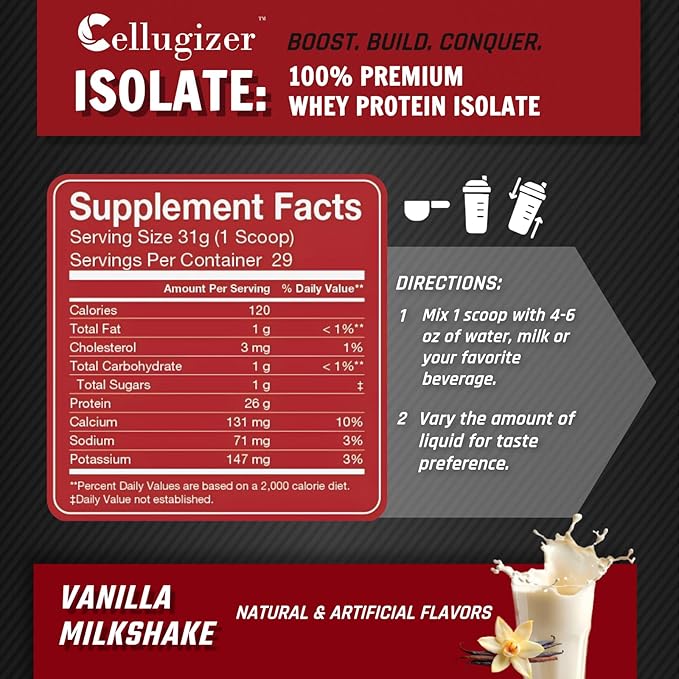 100% Whey Isolate 2lb Vanilla I 26g Protein Fast Digesting I 0g Sugar Low Carb