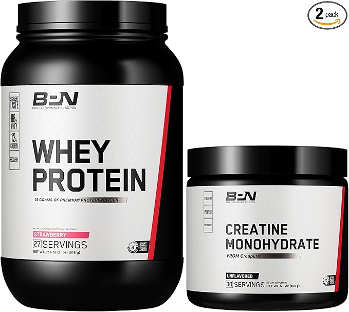 BARE PERFORMANCE NUTRITION BPN Whey Strawberry Protein &amp Creatine 30 Servings Bundle
