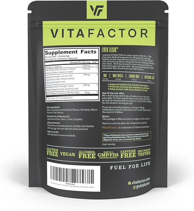Liver Elixir – Premium Liver Cleanse Detox &amp Repair Powder with 1000mg of Milk Thistle &amp NAC Artichoke Extract Licorice Root - Made in USA - Watermelon (30 Servings)