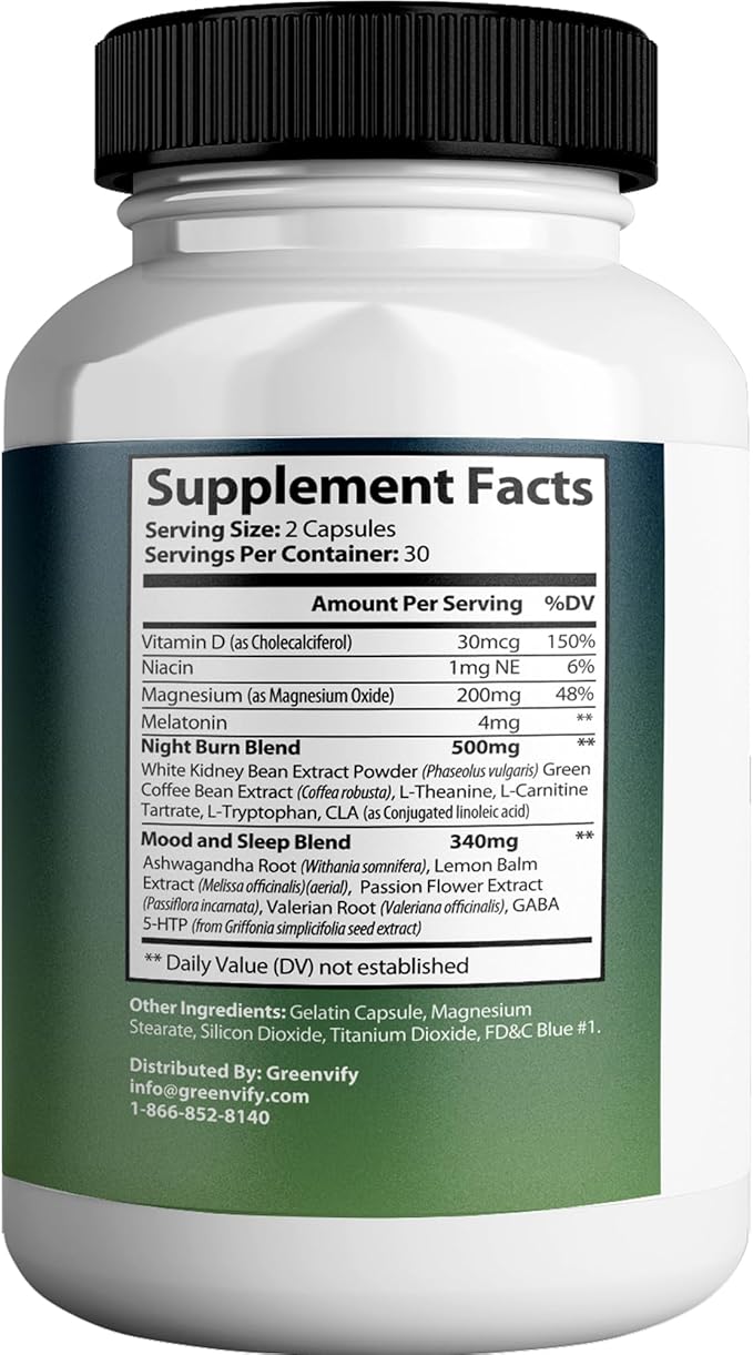 Night Time Lean Burner for Men Advanced Sleep Supplement Vitamin D Night Burner &amp Anabolic Recovery Natural Sleep Aid with Magnesium Ashwaganda (1)