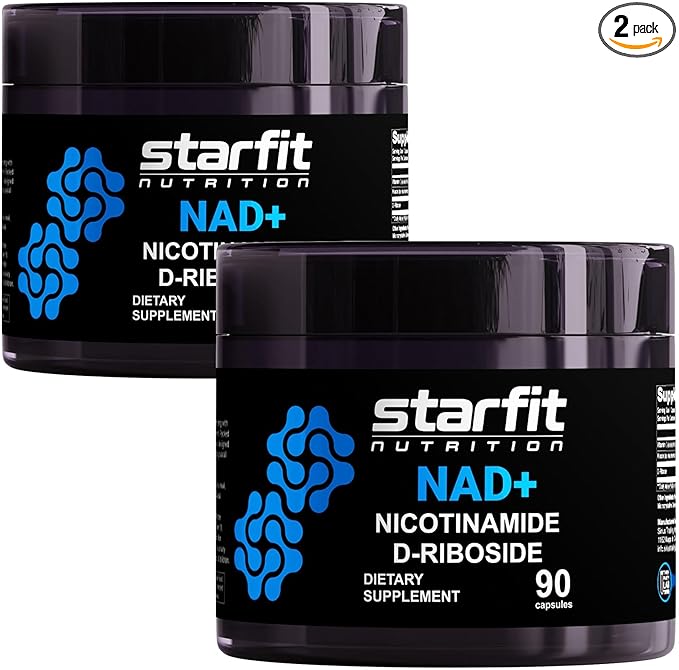 STARFIT - Nicotinamide D-Riboside (2 Pack) Booster NAD+ Energy &amp Focus Supplement Anti-Aging Cellular Support Total 180 Capsules