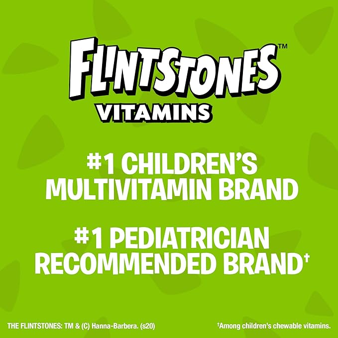Flintstones Chewable Kids Vitamins with Iron Multivitamin for Kids &amp Toddlers with Vitamin D Vitamin C &amp More 60ct (Pack of 2)