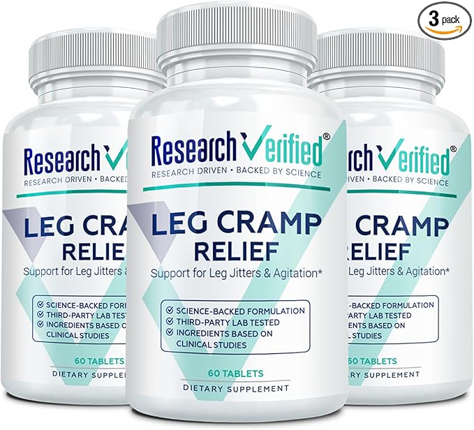Research Verified Leg Cramps - Magnesium B Vitamins Ginger Chamomile BioPerine - Circulation Support - Vegan - 180 Capsules 3 Month Supply