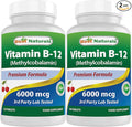 Best Naturals Vitamin B-12 as Methylcobalamin (Methyl B12) 6000 mcg 120 Sublingual Tablets (120 Count (Pack of 2))