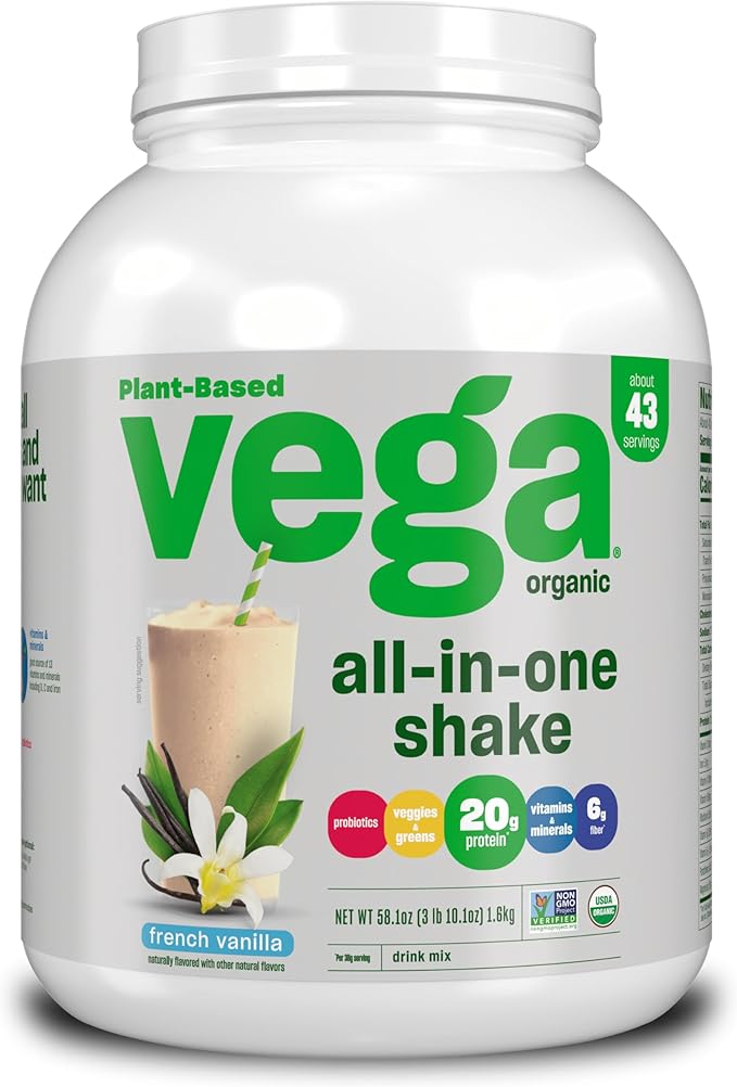 Vega Organic All-in-One Vegan Protein Powder Chocolate - Superfood Ingredients Vitamins &amp Premium Sport Protein Vanilla Protein Powder Vegan Non GMO Gluten Free Plant Based Protein Powder