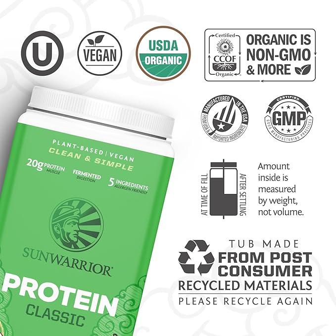 SUNWARRIOR Organic Classic Vanilla Protein 750 GR