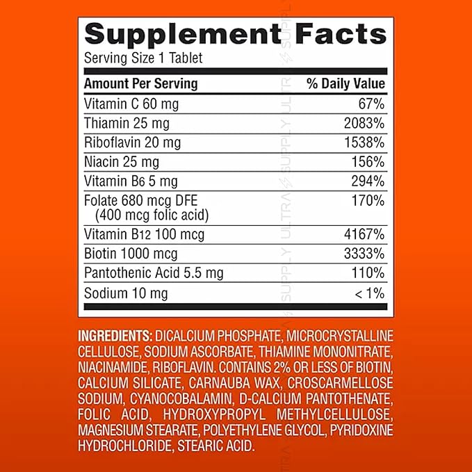 Members Mark B Complex Tablets (300 Count.) High Potency B Vitamins with Biotin Energy Support Daily Use