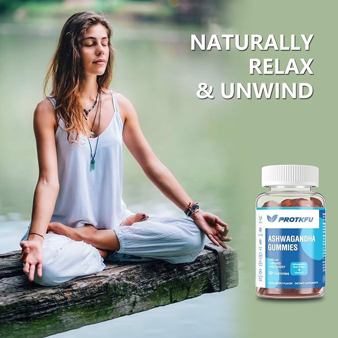 2 Pack Ashwagandha Gummies &amp Vitamin D3 Gummies Organic Aswangdha Supplement for Improve Sleep Stress Relief &amp Mood Calm (Non-GMO Gluten-Free &amp Sugar Free)