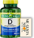 Vitamin D 25mcg 1000 IU 450 Count Softgels Spring Valley + Pill case