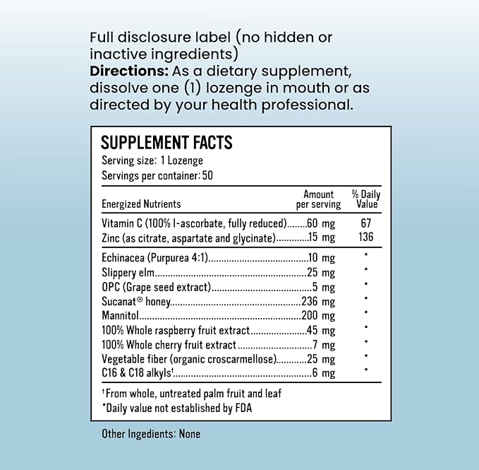 Triple Zinc Lozenges - 3 Forms of Bioavailable Zinc Glycinate Zinc Citrate Zinc Aspartate - Zinc Immune Support Supplement Echinacea Slippery Elm OPC Vitamin C Sucanat Honey