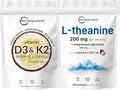 Micro Ingredients Vitamin D3 10000iu + K2 200mcg &amp L-Theanine 200mg with Magnesium Glycinate Bundle 2 Pack | Coconut MCT Oil Infused Softgels | Amino Acid &amp Mineral Complex