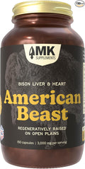 MK Supplements American Beast Bison Organ Supplement for Athletes Supports Strength Endurance &amp Recovery Freeze-Dried Non-GMO Bison Liver &amp Bison Heart 30 Servings (3000 mg Each)