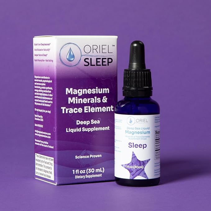 Oriel Liquid Magnesium Drops for Sleep Rapid Absorption Free Ion Magnesium Minerals and 78 Trace Elements Supports Natural and Deep Sleep Relaxation and Calm 30 ml 30-Day Supply