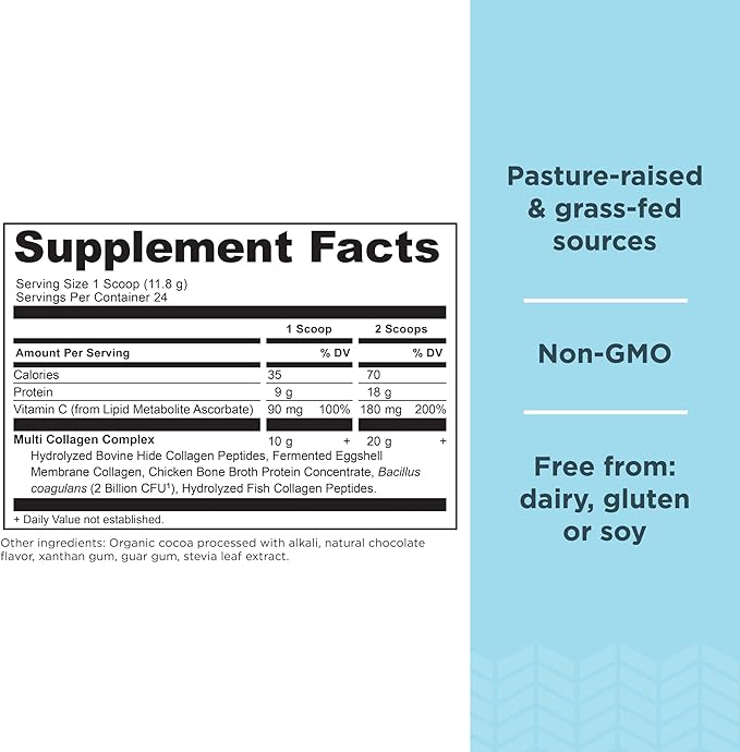 Ancient Nutrition Collagen Peptides Powder Multi Collagen Protein Women &amp Men Vitamin C Probiotics Hydrolyzed Collagen Supports Skin Joints Gut Health Chocolate 24 Servings