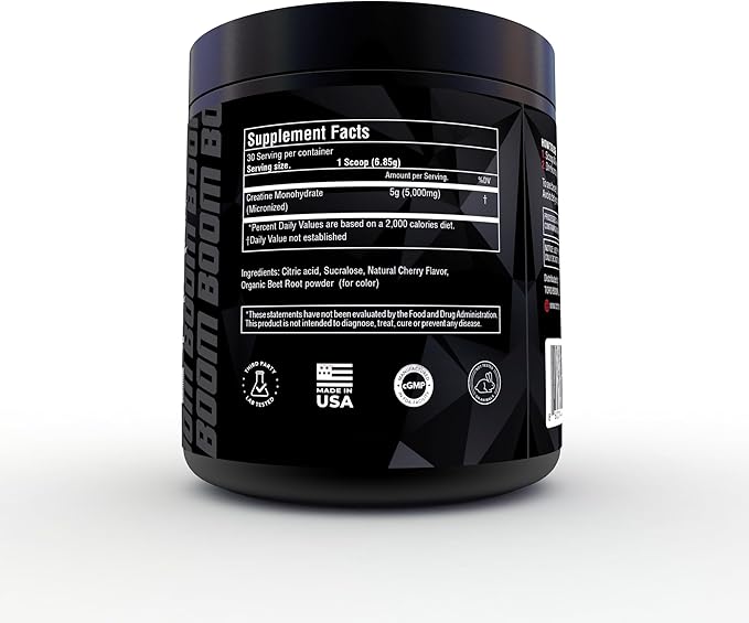 Creatine for Strength &amp Muscle Energy Production 5g per Serving Micronized Powder Pre-Workout Muscle Health Style Supplement for Gym Beginners 30 Servings Made in USA. (Cherry)