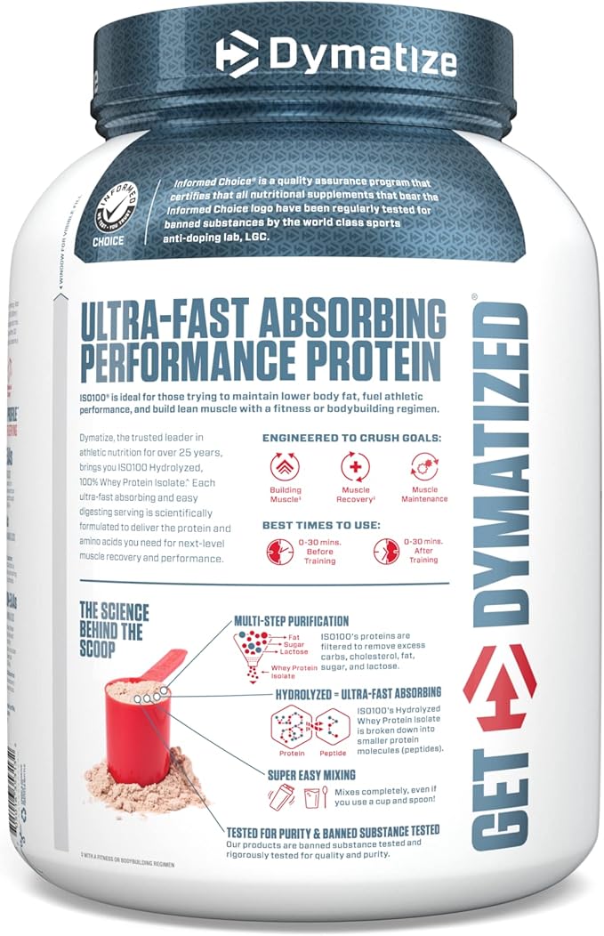 Dymatize ISO100 Hydrolyzed 100% Whey Protein Isolate Gourmet Chocolate 3 lb (1.37 kg)