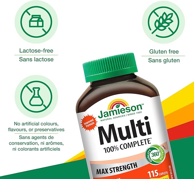 Jamieson 100% Complete Multivitamin Max Strength Formula 115 caplets