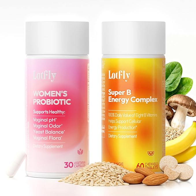 Vitamin B Complex with B1 B2 B3 B5 B6 B7 B9 B12 Taurine &amp Vaginal Probiotics for Women 100 Billion CFU