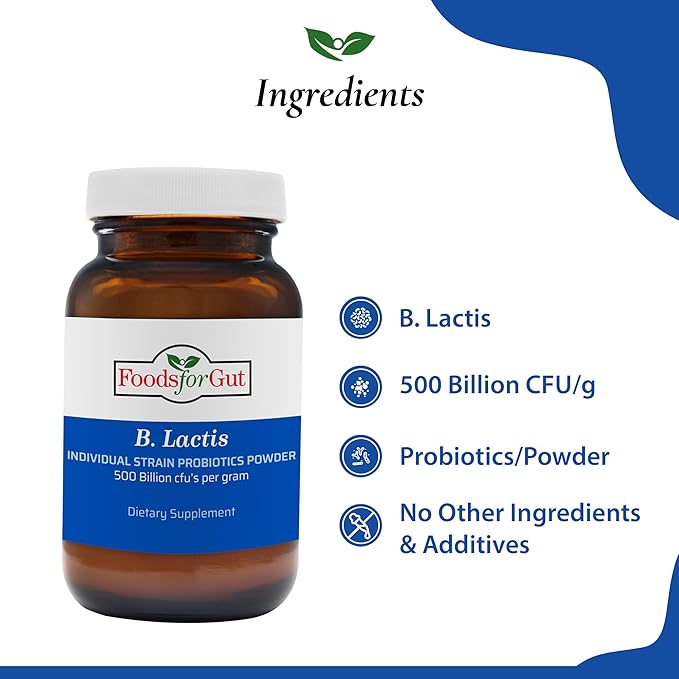 Bifidobacterium Lactis Probiotic Powder 500 Billion cfu's | Made in USA | No Additives | Direct from Manufacturer | No Third-Party Storage | Immune Support | B. Lactis | 60 Grams (2.11 Oz)