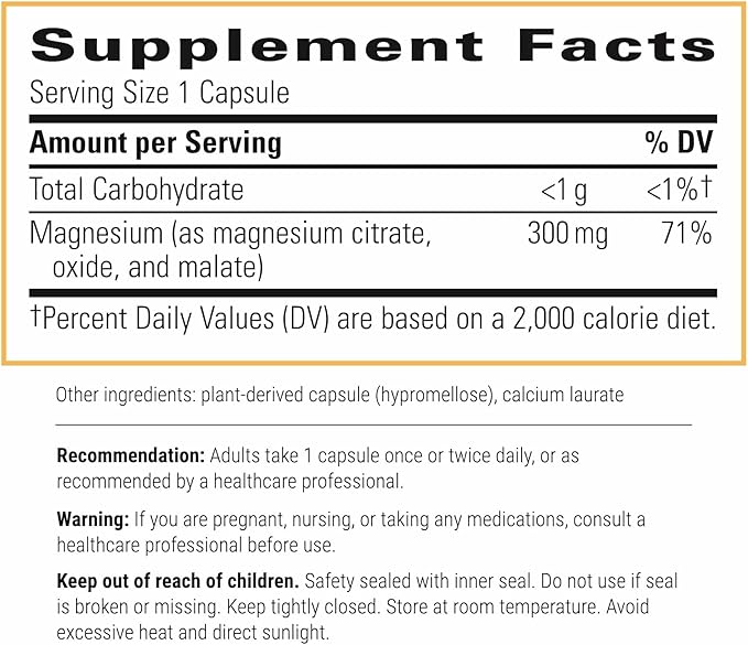 Integrative Therapeutics Tri-Magnesium - Supports Cellular Energy &amp Energy Metabolism* - Magnesium Supplement for Heart &amp Nerve Health Support* - Dairy-Free &amp Gluten-Free - 90 Capsules (90