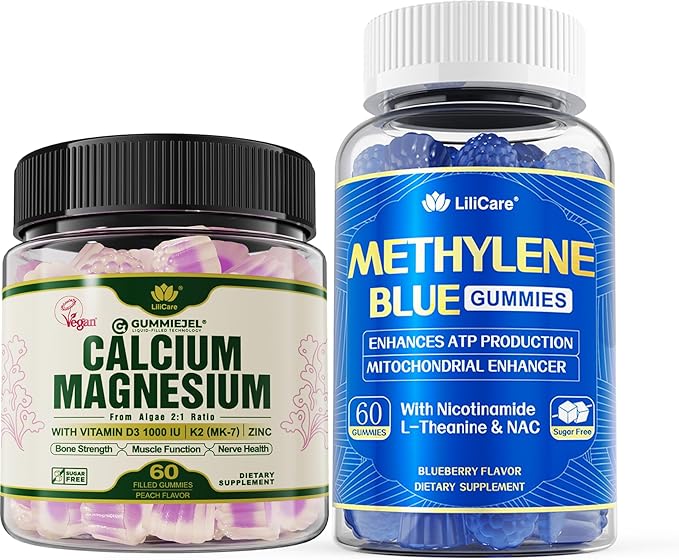 Plant Based Calcium Gummies 600mg + Methylene Blue Gummies for Human