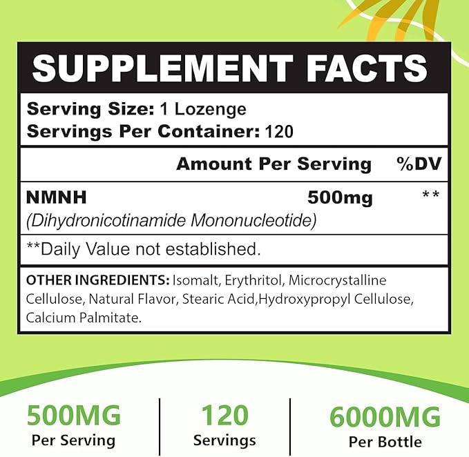 Sublingual NMNH 500mg (240-Day Supply 500mg per Serving) NMNH(Dihydronicotinamide Mononucleotide)NAD Supplement for NAD Levels as We Age for Anti-Aging Energy Immunity Focus - 240 Count