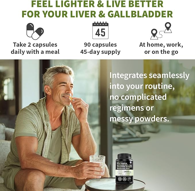 Milk Thistle Supplement w/ NAC Artichoke &amp Dandelion – Liver Support Supplement &amp Gallbladder Supplements in One – Liver Detox – Milk Thistle &amp Liver Care Supplements – 90 Vegan Capsules