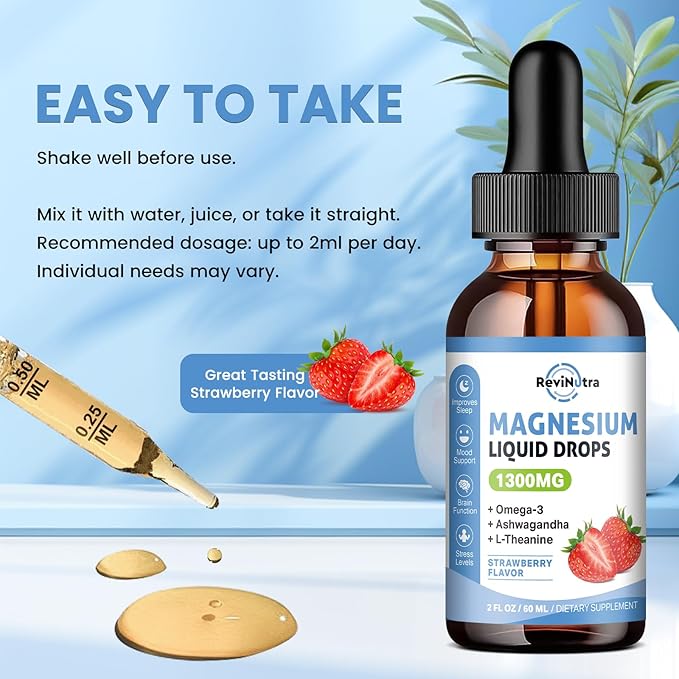 2 Pack Magnesium Glycinate Drops Strawberry &amp Cherry Flavor