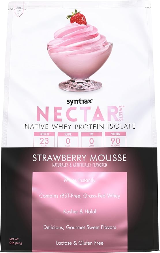Syntrax Nutrition Nectar Sweets Whey Protein Isolate Strawberry Mousse 2 lbs.