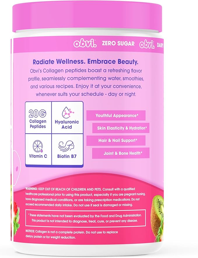 Obvi Collagen Peptides - Strawberry Kiwi