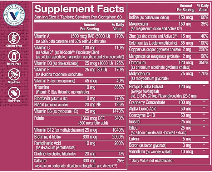 The Vitamin Shoppe Ultimate Woman 50+ Multivitamin - High Potency Daily Multi for Women Over 50 Energy &amp Immune Support (180 Tablets)
