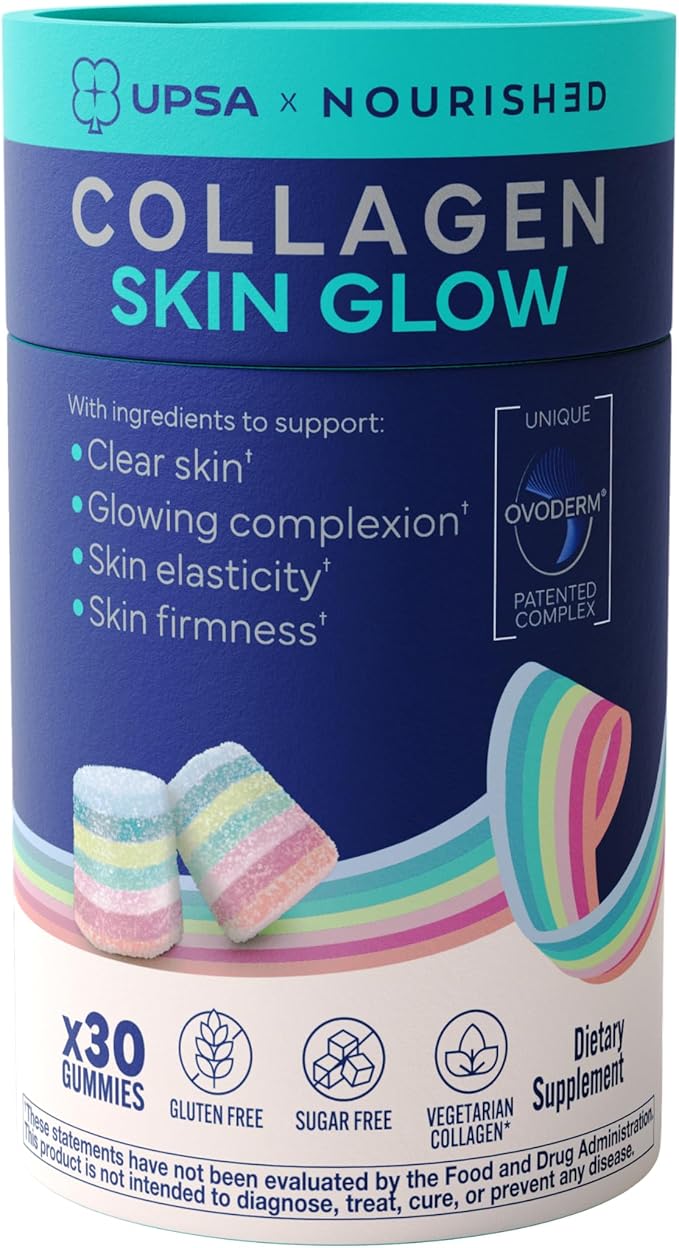 Nourished Collagen Skin Glow 30 Count – Ovoderm® Egg Membrane Complex with Vitamin C Niacinamide &amp Zinc – For Elastic Skin – Sugar-Free Vegetarian Capsules – Plastic-Free Biodegradable Packaging
