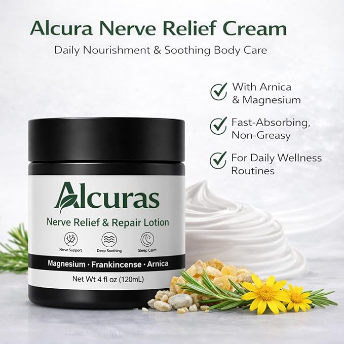 Nerve Cream Neuropathy Relief Cream with Rosemary Arnica Magnesium Natural Soothing &amp Moisturizing Body Repair Lotion Daily Nourishment for Hands Knee Feet &amp Legs 4FL OZ/120ML