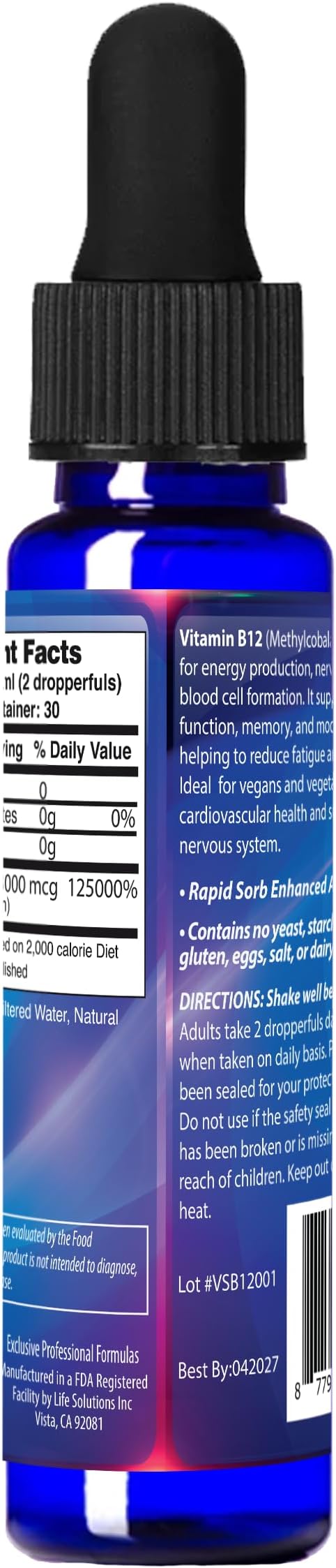 Dr's Advantage Liquid Vitamin B12 Dropper 2oz - B12 Sublingual Methylcobalamin Supplement for Energy and Metabolism Support - Easy-to-Use Liquid Formula for Enhanced Absorption