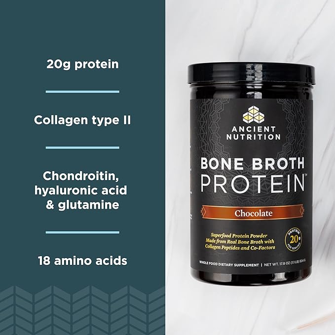 Ancient Nutrition Multi Collagen Protein Powder Chocolate 40 Servings + Bone Broth Protein Powder Chocolate 40 Servings