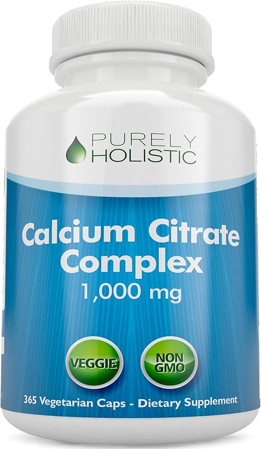 Calcium Citrate 1000mg | Healthy Bone &amp Teeth Support | High Absorption Cal Citrate | Gentle on Digestion | Vegan &amp Non-GMO | 3 Month Supply | Calcium Supplements for Women &amp Men | 365 Cap