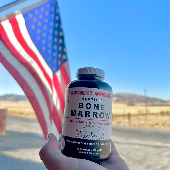 Grass Fed Bone Marrow Supplement 3060mg Skin Oral Health and Joint Support Supplement Promotes Whole-Body Wellness Non GMO Whole Bone Extract 180 Capsules