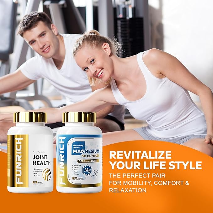 Glucosamine Chondroitin MSM &amp Magnesium Complex Supplement Set 4 individual bottles Glucosamine Complex and Magnesium Complex for Cartilage Joint Health and Muscle Bone Support- 480 Capsules