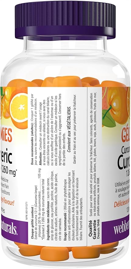 Webber Naturals Turmeric Curcumin Gummies 1260 mg Orange 120 Gummies