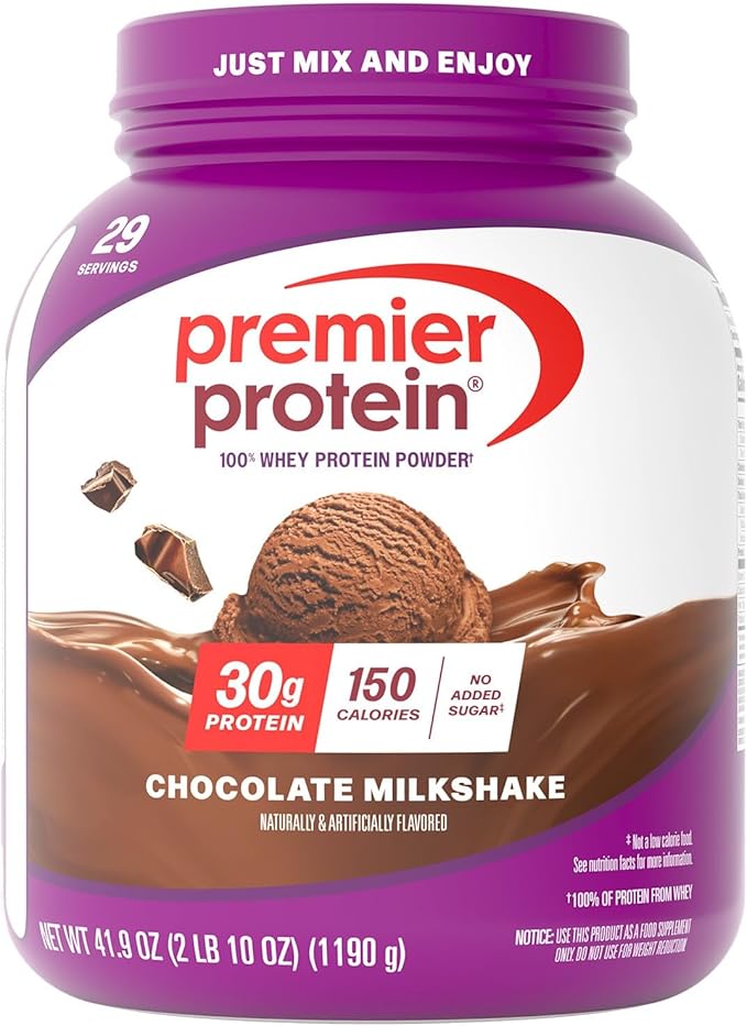 Premier Protein Powder Chocolate Milkshake 30g Protein 1g Sugar No Soy Gluten Free 41.9oz (29 Servings)
