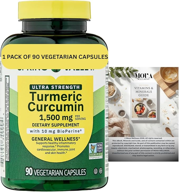 SP:Turmeric Curcumin 1500 mg | General Wellness Dietary Supplement | 90 Vegetarian Capsules+complimentary Vitamins and Mineral Guide