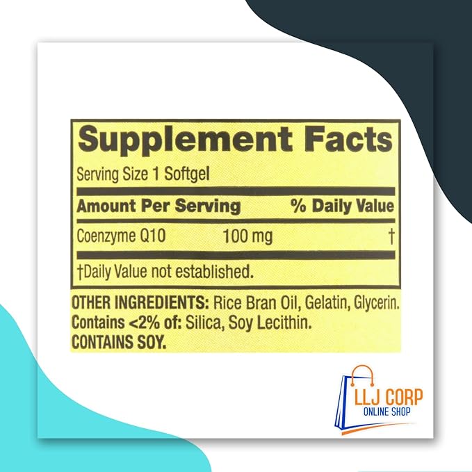 Spring Valley Rapid-Release CoQ10 Heart Health Dietary Supplement Softgels 100 mg 60 Count Bundle with Weekly Pills Planner + LLJ Corp Sticker. White