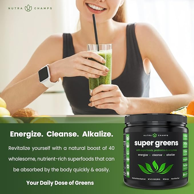 NutraChamps Super Greens Powder and Collagen Peptides Powder Bundle