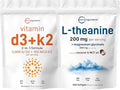 Micro Ingredients Vitamin D3 5000iu + K2 100mcg Softgels &amp L-Theanine 200mg with Magnesium Glycinate Bundle 2 Pack | Essential Sunshine Vitamins | Amino Acid &amp Mineral Complex