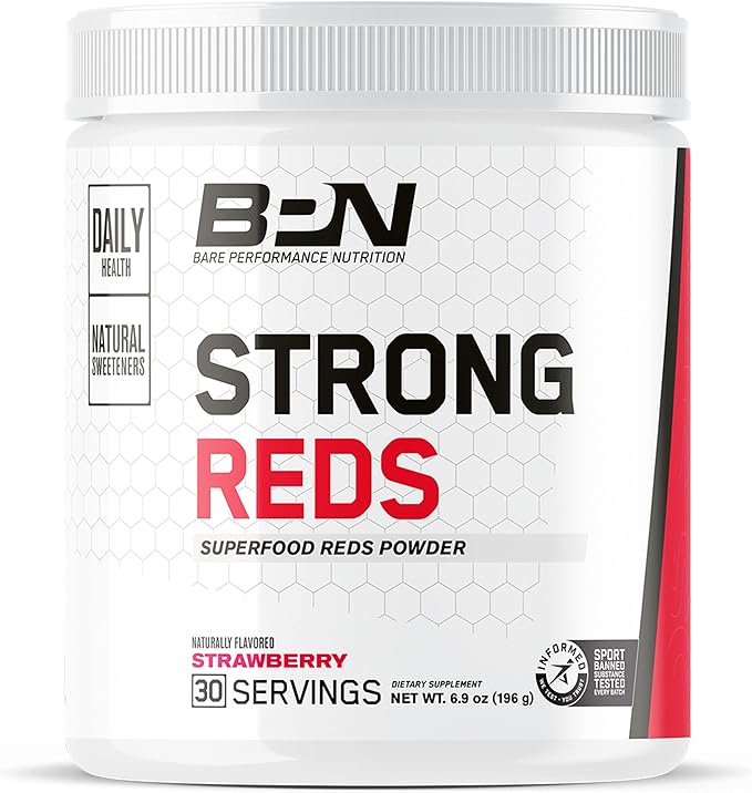 BARE PERFORMANCE NUTRITION BPN Vegan Peanut Butter Cookie Protein + Strong Reds Strawberry Bundle