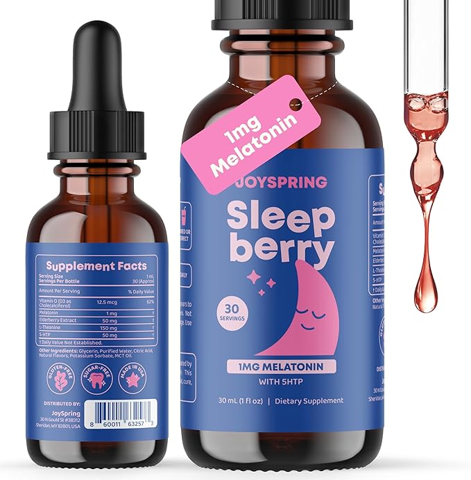 JoySpring Magnesium Citrate Liquid &amp Magnesium Glycinate and Sleepberry Melatonin 1MG for Kids