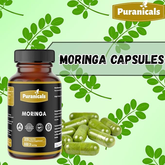 Ashwagandha 320 Capsules &amp Moringa 320 Capsules – Herbal Dietary Supplement | Easy Daily Use | Non-GMO Ingredients No Artificial Colors | Capsules Combo Pack