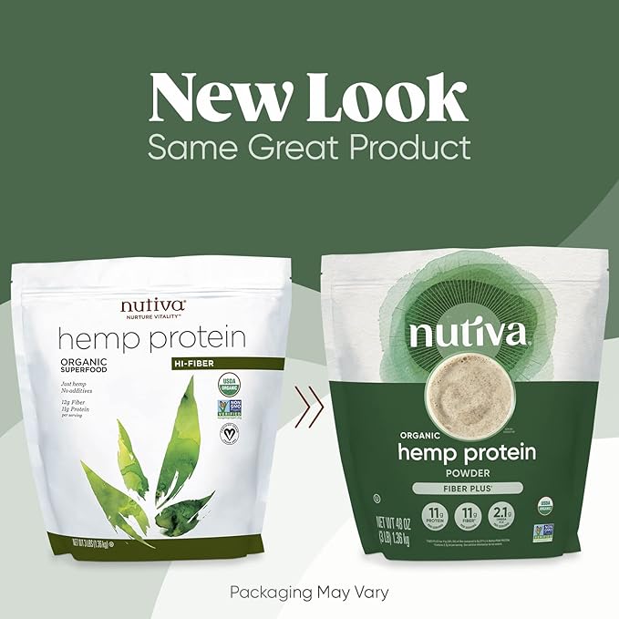 Nutiva USDA Organic Cold-Pressed Hemp Seed Plant Protein Power 3 Pound Fiber Plus with Essential Amino Acids Non-GMO Whole 30 Approved Vegan &amp Keto