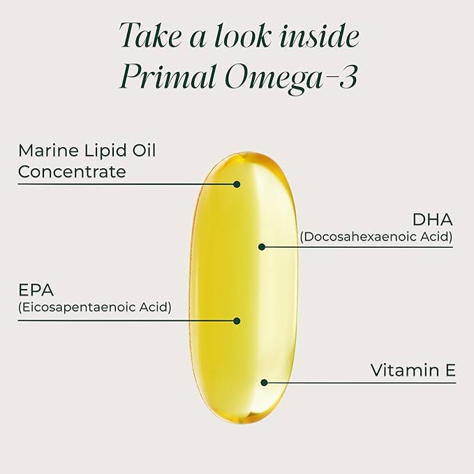 Primal Harvest Omega 3 Fish Oil Supplements 30 Servings Soft Gels Capsules w/ 1000mg EPA + DHA Supplements No Fishy Burps Non-GMO Omega 3 Fatty Acid